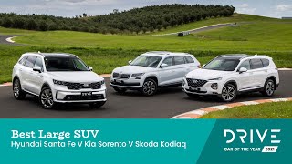 Hyundai Santa Fe v Kia Sorento v Skoda Kodiaq | Best Large SUV | Drive Car of the Year 2021