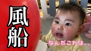 【成長日記#232】はじめての風船に驚きを隠せない赤ちゃん/生後7ヶ月19日