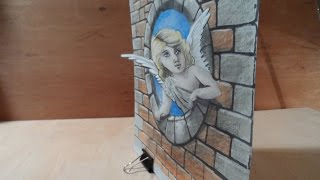 Pop Out - Drawing a 3D Angel Illusion - 3D Trick Art - Vamos