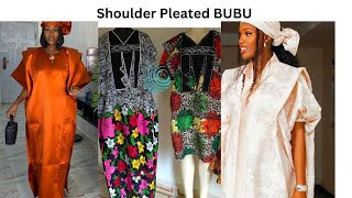 How To Cut  and Sew BUBU GOWN with PLEATED SHOULDER, DIY [Detailed]