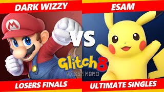 Glitch 8 SSBU - PG | ESAM (Pikachu) Vs. MVG | Dark Wizzy (Mario) Smash Ultimate Losers Finals