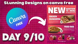Day 9 | How to Create a Restaurant Menu Design/Poster in Canva Free | Canva Tutorial for Beginners