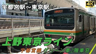 【4K】JR宇都宮線 上野東京ライン！宇都宮駅〜東京駅　側面車窓映像