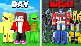 Why JJ and Mikey Became TRANSFORMERS at NIGHT in Minecraft? - Maizen