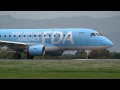 fda embraer 170 light blue take off at mt. fuji