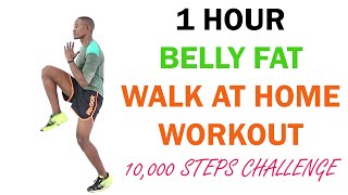 1 Hour Belly Fat Walk at Home Workout/ 10,000 Steps Challenge 🔥 Torch 550 Calories 🔥