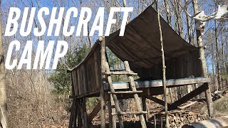 Bushcraft Camp In The New Hampshire Woods: Elevated Platform for Bushcraft, Survival, Overnights