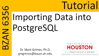 Tutorial - Importing data into PostgreSQL