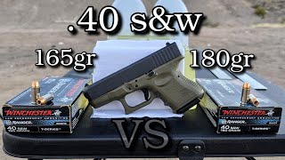 .40 s\u0026w Ammo Test Winchester Ranger T-series (165gr VS 180gr) In Ballistics Gel