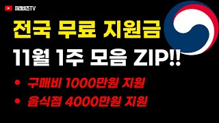 🚨 안 하면 손해!! 11월 1주 전국 무료 지원금 모음ZIP! 사장님들 모여라~