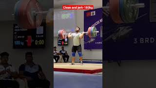 Vikas thakur 🇮🇳 Indian weightlifter (c\u0026j-180kg) #shorts #shortvideo #weightlifting