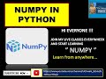 Numpy in Python Programming | Part-1| Create 1D & 2D array, Find shape & dimension , Reshape array.