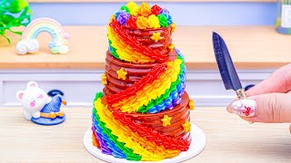 Miniature Rainbow Buttercream Cake Decorating🌈Rainbow Cake Decorating Ideas By Amazing Cake