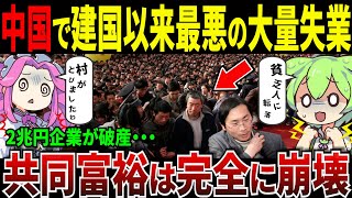 中国で建国以来の大量失業...共同富裕は完全に崩壊【ずんだもん＆ゆっくり解説】