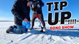 Hilarious Tip-Up Catch! (ICE FISHING in -20 Degrees)