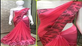 మీ ప్లైన్ శారీని Designer Sari లా ఈజీగా design ఇంట్లోనే||  Convert plain saree to designer