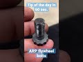 ARP flywheel bolts, Tip of the day!