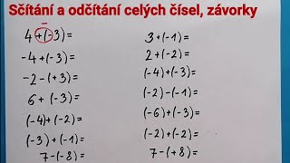 Celá čísla, sčítání a odčítání celých čísel závorky 7