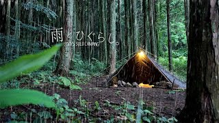 Solo camping in the forest with no one in the summer rain | Pyramid Tarp