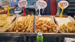 노량진 수산시장 줄서서 사먹는 왕새우 튀김 및 모듬 튀김 빛나네 튀김 / fried king shrimp  / Korean street food