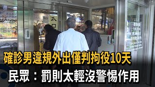 確診男違規外出僅判拘役10天　民眾：罰則太輕沒警惕作用－民視新聞