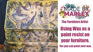 Using Wax as a paint resist on your furniture. Yes you can paint over wax.