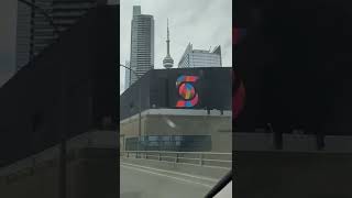 Driving towards Downtown Toronto... zipping past Spadina Avenue,C.N.Tower,Rogers Centre...