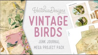 Discover our Vintage Birds Mega Project Pack | junk journal | hidden spine | no sew | envelope book