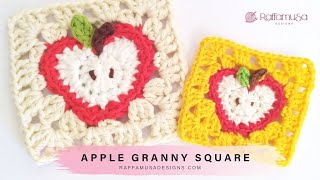 Apple Granny Square - Free Crochet Pattern | RaffamusaDesigns