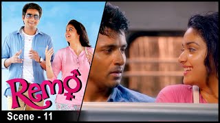 Remo movie scene | Siva and Kavya meet in the rain | Sivakarthikeyan | Keerthy Suresh | API