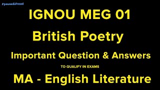 MEG 01 - #BritishPoetry - #Guess  Paper #Importantquestions  #exampreparation