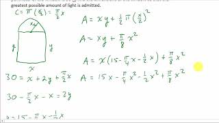 Optimization: Norman Window Find Largest Area