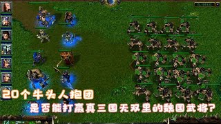 魔兽争霸3，20个牛头人抱团是否能打赢真三国无双里的魏国武将？