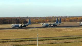 Nice Startup celebrationflight of RNLAF; 4x C130 Hercules at Eindhoven.