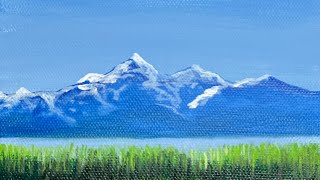 Easy Blue Mountain scenery | Scenery with Acrylic painting #shorts #youtubeshorts