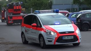 LF 16-TS + DLK 23/12 Feuerwehr Remscheid + PKW Hausnotruf DRK Mülheim a.d. Ruhr