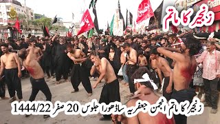 Zanjeer ka Matam l Jaloos Chehlum Imam Hussain l Anjuman Jafria Sadhora Karachi l 20 Safar 1444/22