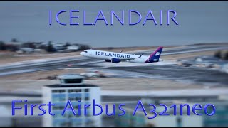 Icelandair First Airbus A321 lowpass over Reykjavík