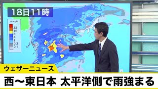 西日本や東日本は太平洋側で雨強まる