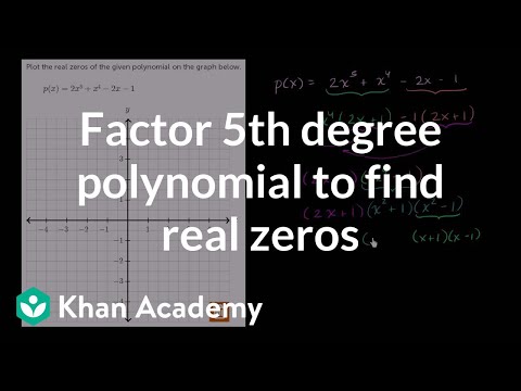 Factoring 5th degree polynomial to find real zeros | Algebra II | Khan Academy Factoring 5th degree polynomial to find real zeros | Algebra II | Khan Academy