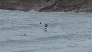 Foil surfing Porth Beach Cornwall