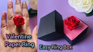 How to make Valentine Paper Ring and Easy Paper Ring Box | DIY Paper Rose Ring | Paper Craft Ideas