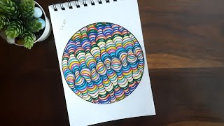 Relaxing circular colourful zentangle design || Zentangle pattern || Super easy zen-doodle drawing