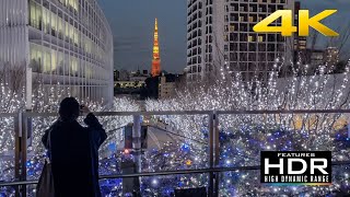 ✨ [4K HDR] Night Walk Around Roppongi Hills With Winter Illuminations | Tokyo, Japan 🇯🇵
