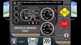 Service Brake Test - Air Brake Check - Pre-Trip Inspection - CDL Class A