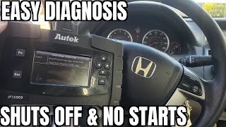 Honda Accord Stalls & Crank No Start Diagnosis How to Cuts Off Shuts Turns Won't Stay On 2007 2012