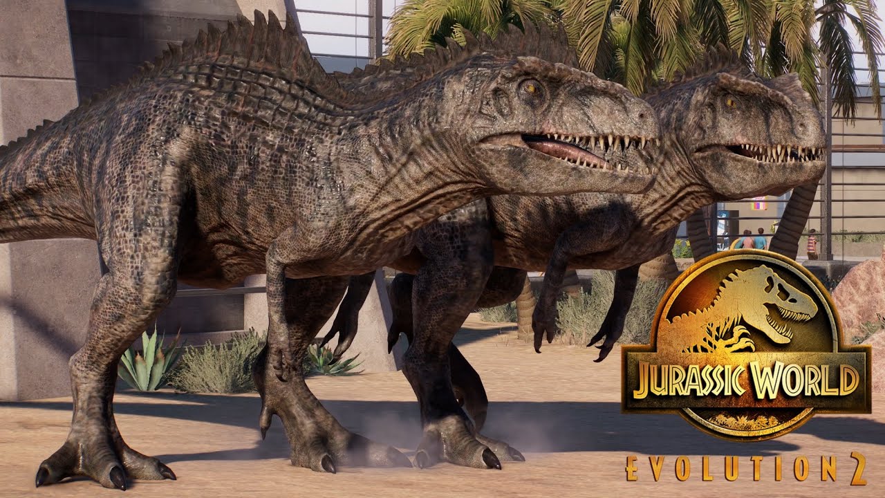 2 JWD Giganotosaurus Vs 2 Spinosaurus & 2 T-Rex - Jurassic World ...