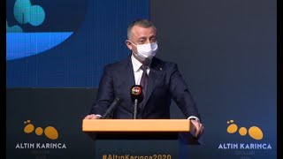 MBB Başkanı Tahir Büyükakın Altın Karınca Ödülleri 2020'de açılış konuşması yapıyor