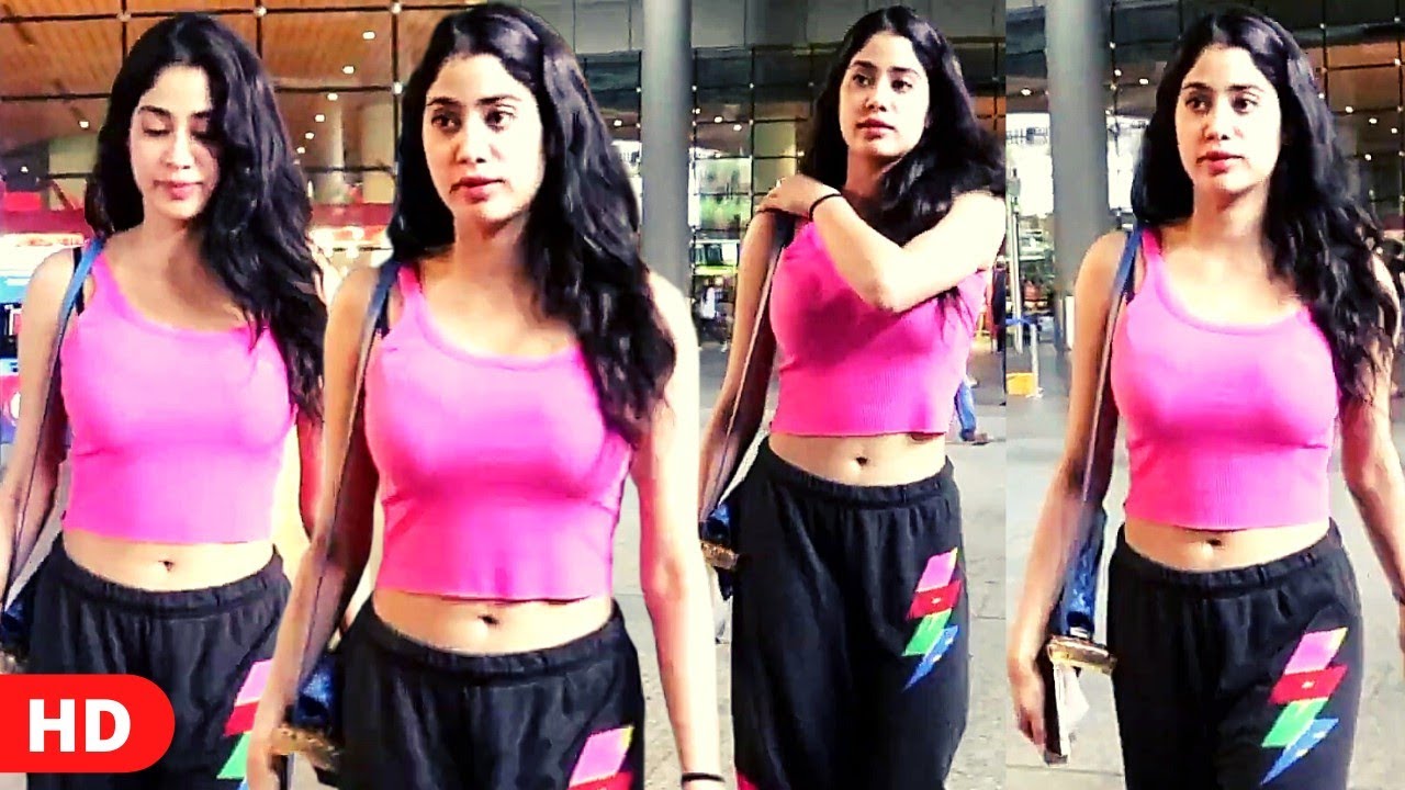 Janhvi Kapoor Flaunts Her B💣MB Figure In Navel Cut Pink Top As She ...