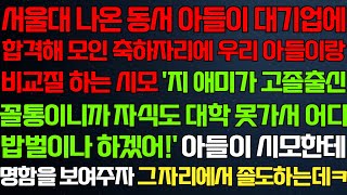 (반전 신청사연) 동서 아들이 좋은 회사에 합격해 축하해 주자 비교하는 시모 아들이 시모한테 명함을 건네자 기함하는데/라디오드라마/사연/실화/사연의 품격/썰